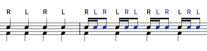 オルタネートスティッキング LESSON 2:16分音符のオルタネート